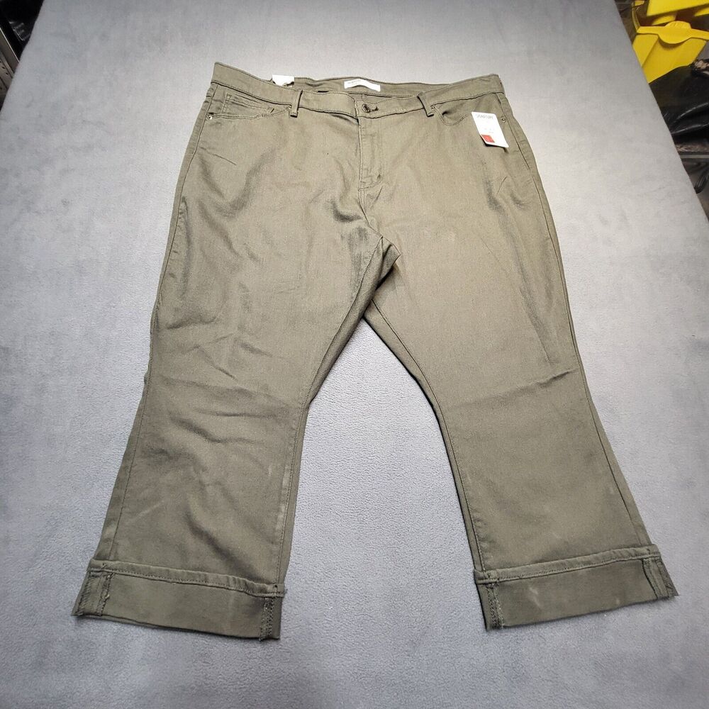 Levis Signature Capris Womens Size 24 Green Mid Rise Capri Stretch Rolled Cuff